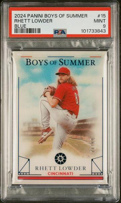 Rhett Lowder 2024 Panini Boys Of Summer Blue 71/99 #15 PSA 9-1