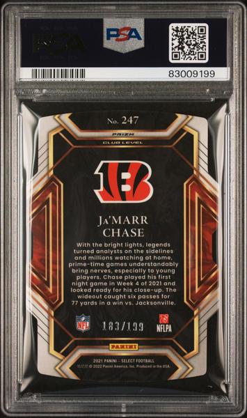 Ja'Marr Chase 2021 Panini Select Die-Cut Copper Prizm 183/199 #247 PSA 9-2