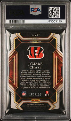 Ja'Marr Chase 2021 Panini Select Die-Cut Copper Prizm 183/199 #247 PSA 9-2