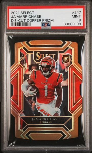 Ja'Marr Chase 2021 Panini Select Die-Cut Copper Prizm 183/199 #247 PSA 9