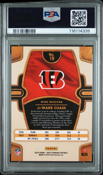 Ja'Marr Chase 2024 Panini Gold Standard White Gold 36/65 #19 PSA 9-2