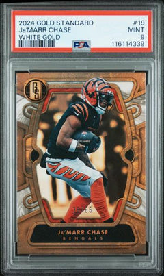 Ja'Marr Chase 2024 Panini Gold Standard White Gold 36/65 #19 PSA 9-1