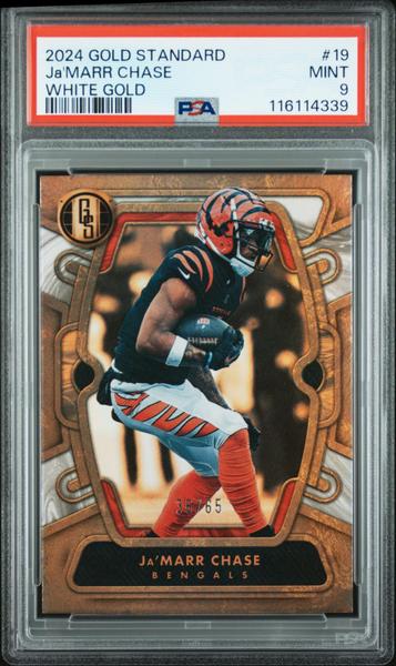 Ja'Marr Chase 2024 Panini Gold Standard White Gold 36/65 #19 PSA 9-1