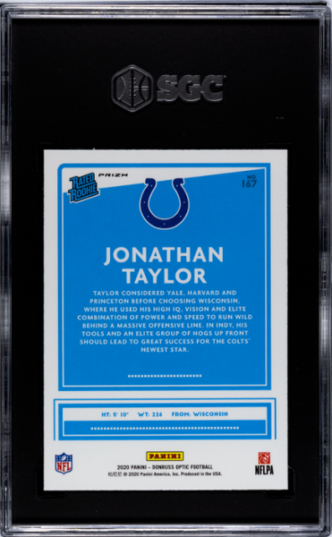 Jonathan Taylor 2020 Donruss Optic Green Velocity Prizm #167 SGC 9.5-2