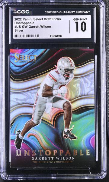 Garrett Wilson Silver 2022 Select Draft Picks Unstoppable #US-GW CGC 10-1