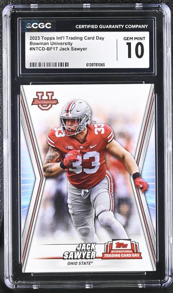 Jack Sawyer 2023 Int'l Trading Card Day Bowman University #NTCD-BF17 CGC 10-1