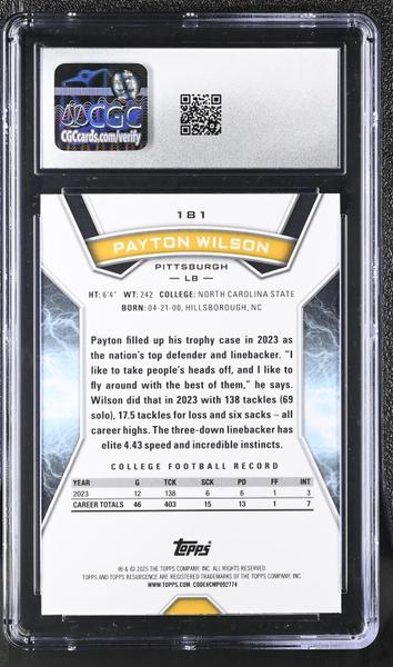 Payton Wilson Purple Surge Refractor 2024 Resurgence #181 4/75 CGC 10-2