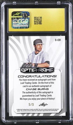 Chase Burns Prismatic Red 2023 Eclectic Optichrome Autographs 5/9 #O-CB1 CGC PRISTINE 10-2