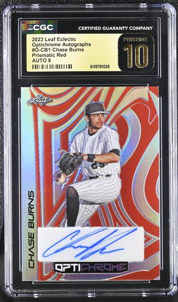Chase Burns Prismatic Red 2023 Eclectic Optichrome Autographs 5/9 #O-CB1 CGC PRISTINE 10-1