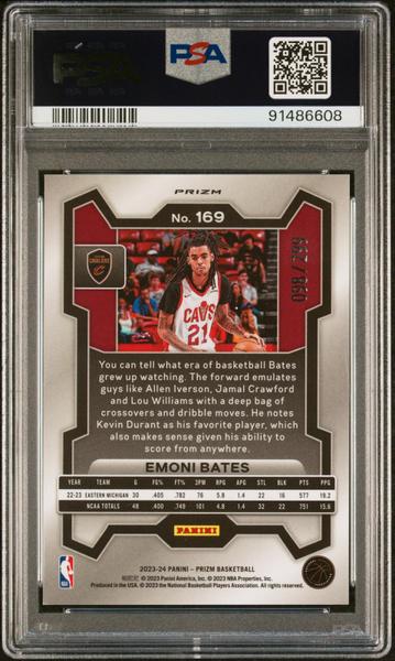 Emoni Bates 2023 Panini Prizm Red Seismic 98/299 #169 PSA 10-2