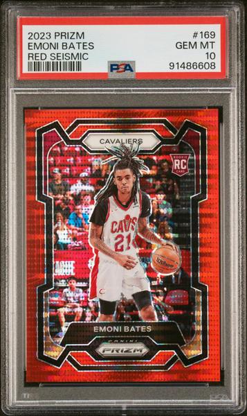 Emoni Bates 2023 Panini Prizm Red Seismic 98/299 #169 PSA 10