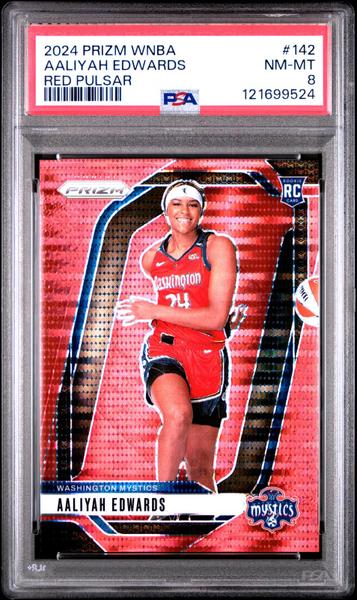 Aaliyah Edwards 2024 Panini Prizm WNBA Red Pulsar 199/299 #142 PSA 8
