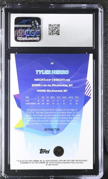 Tyler Herro Refractor 2024-25 Finest #55 CGC 10