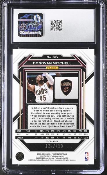 Donovan Mitchell Pandora 2022-23 Prizm Premium Box Set 122/150 #66 CGC 9-2