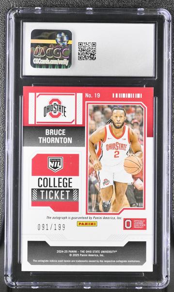 Bruce Thornton Swirl 2024-25 Ohio State Contenders College Ticket Autos 91/199 #19 CGC 9-2