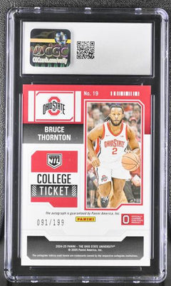 Bruce Thornton Swirl 2024-25 Ohio State Contenders College Ticket Autos 91/199 #19 CGC 9-2