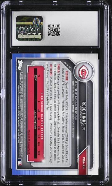 Rece Hinds Refractor 2019 Draft Chrome Autographs #CDA-RH CGC 9-2