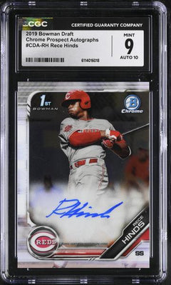 Rece Hinds Refractor 2019 Draft Chrome Autographs #CDA-RH CGC 9-1