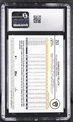 Christian Yelich Aqua 2024 Chrome LogoFractor 153/199 #253 CGC 10-2