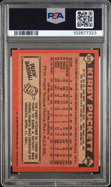 Kirby Puckett 1986 Topps #329 PSA 9