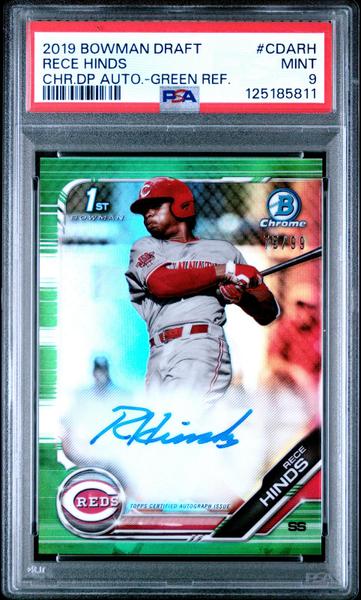 Rece Hinds 2019 Bowman Draft Chrome Draft Picks Autograph Green Refractor 75/99 #CDARH PSA 9-1