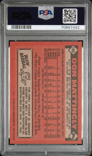 Don Mattingly 1986 Topps #180 PSA 9-2