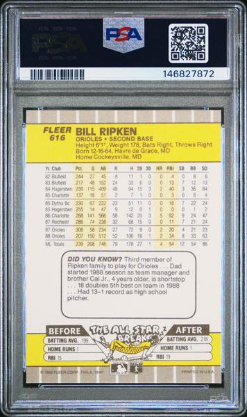 Bill Ripken 1989 Fleer Black Box Over Error #616 PSA 8-2