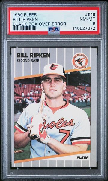Bill Ripken 1989 Fleer Black Box Over Error #616 PSA 8