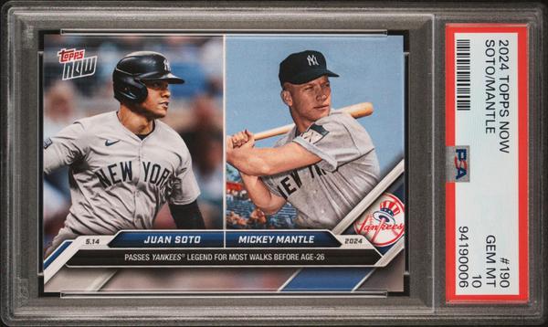 Juan Soto/Mickey Mantle 2024 Topps Now #190 PSA 10