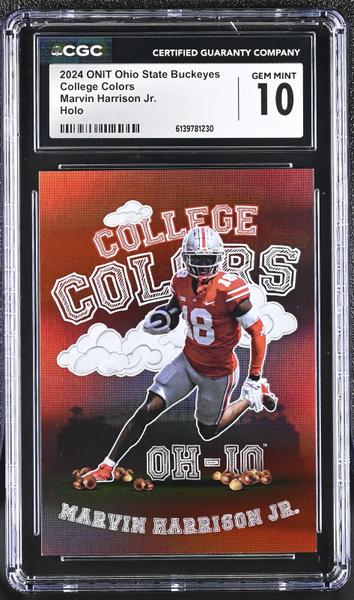 Marvin Harrison Jr. Holo 2024 Ohio State Buckeyes College Colors CGC 10-1