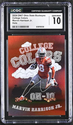 Marvin Harrison Jr. Holo 2024 Ohio State Buckeyes College Colors CGC 10-1