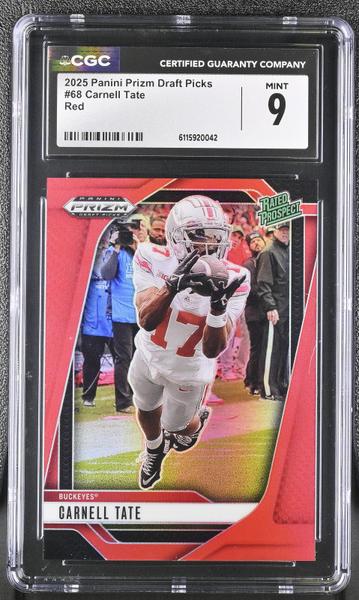 Carnell Tate Red 2025 Prizm Draft Picks 10/399 #68 CGC 9-1