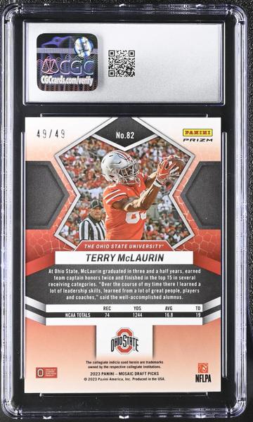 Terry McLaurin Purple 2023 Mosaic Draft Picks #82 49/49 CGC 9.5-2