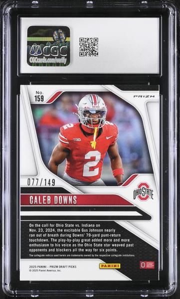 Caleb Downs Blue Ice 2025 Prizm Draft Picks #159 CGC 9-2