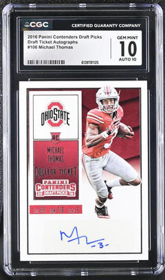Michael Thomas 2016 Contenders Draft Picks Draft Ticket Autographs #106 CGC 10-1