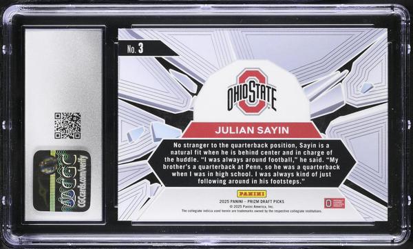 Julian Sayin 2025 Prizm Draft Picks Prizm Break #3 CGC 10-2