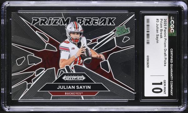 Julian Sayin 2025 Prizm Draft Picks Prizm Break #3 CGC 10-1