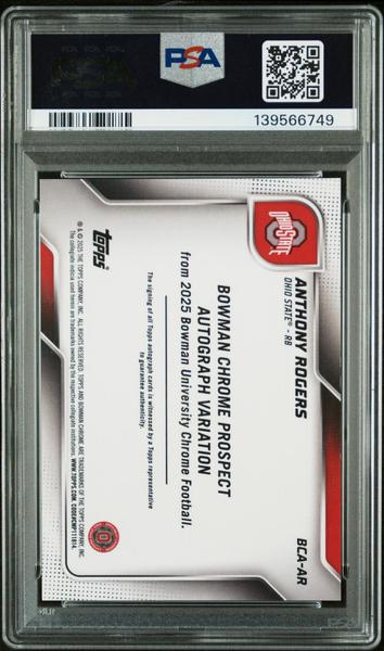 Anthony Rogers 2025 Bowman University Chrome Gold Refractor Auto 41/50 #AR PSA 10-2