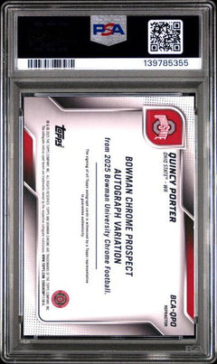 Quincy Porter 2025 Bowman University Chrome Prospect Autographs #QPO PSA 10-2