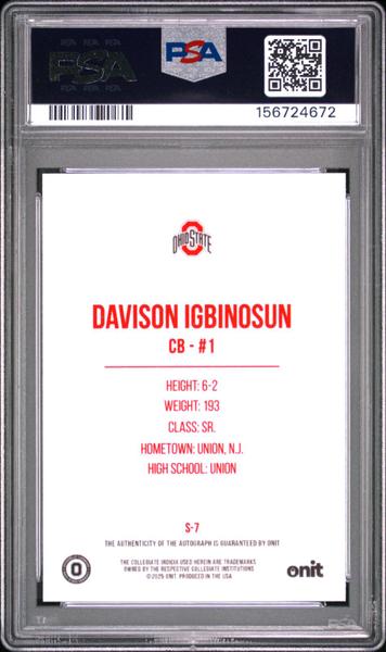 Davison Igbinosun 2025 Onit Ohio State University Signatures #S-7 PSA 9-2