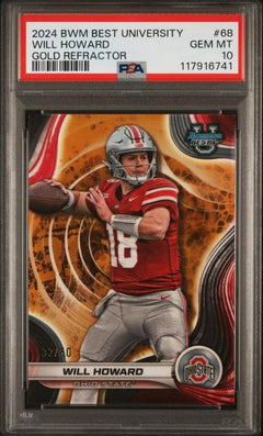 Will Howard 2024 Bowman Best University Gold Refractor 32/50 #68 PSA 10-1