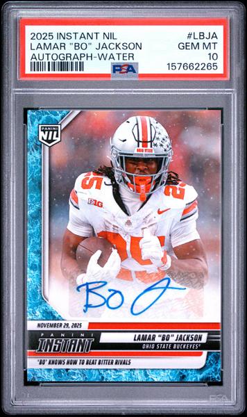 Lamar "Bo" Jackson 2025 Panini Instant Nil College Football Autograph-Water 8/10 #LBJA PSA 10-1