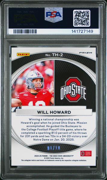 Will Howard 2024 Panini The Ohio State University Nil Trophy Hunting-Gold 1/10 #TH-2 PSA 9-2