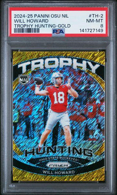 Will Howard 2024 Panini The Ohio State University Nil Trophy Hunting-Gold 1/10 #TH-2 PSA 9-1