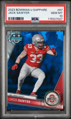 Jack Sawyer 2023 Bowman University Chrome Sapphire #67 PSA 10-1