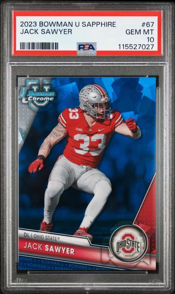 Jack Sawyer 2023 Bowman University Chrome Sapphire #67 PSA 10-1