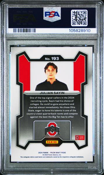Julian Sayin 2024 Panini Prizm Draft Picks #193 PSA 10-2