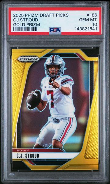 CJ Stroud 2025 Panini Prizm Draft Picks Gold Prizm #186 7/10 PSA 10-1