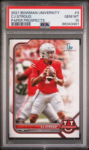 Cj Stroud 2021 Bowman University Paper Prospects Paper Prospects #3 PSA 10