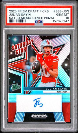 Julian Sayin 2025 Panini Prizm Draft Picks Saturday Star Signatures #SSS-JSN PSA 10